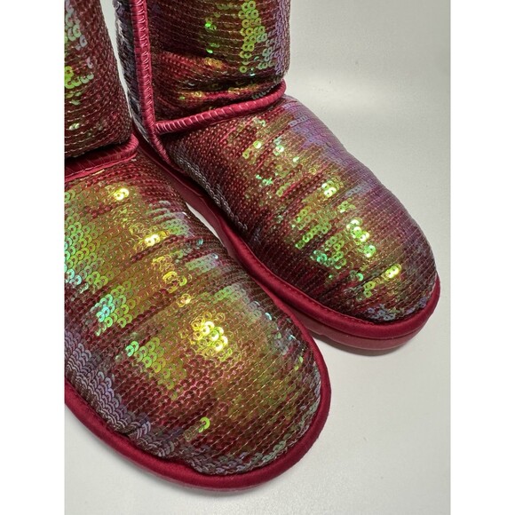 Ugg Classic Short Sparkles Roseclay Pink Sequined Shearling Women's Boots 8 - Picture 6 of 15